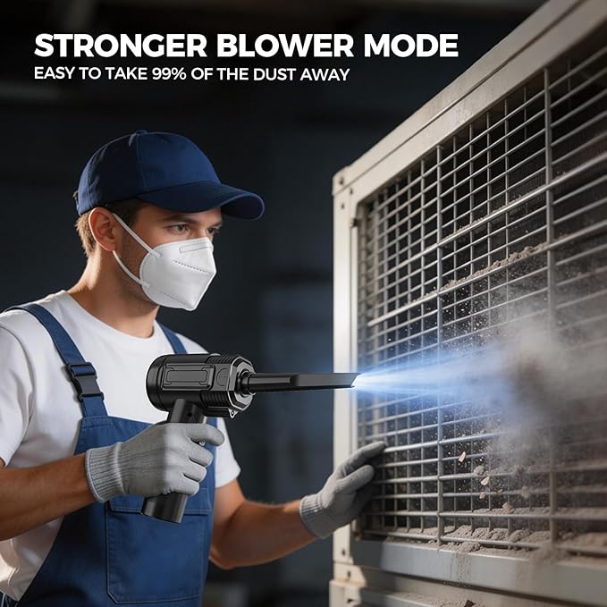 Compressed Air Duster: 130000RPM Electric Air Duster with LED Light Mini Air Blower Rechargeable Cordless Keyboard Cleaning Jet Dry Blower - Car, PC and Home Cleaning Kit Replaces Compressed Air Can