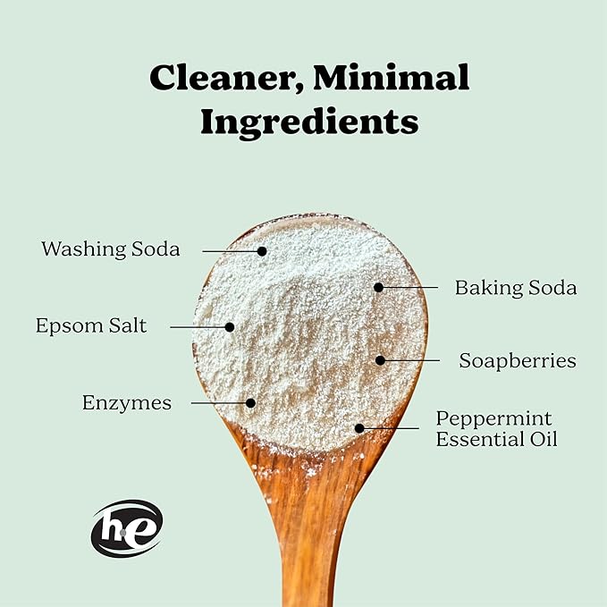 Pronounce Laundry Detergent Powder Alternative | Non-Toxic, Eco-Friendly, Natural for Sensitive Skin, Eczema, and Babies. Stain + Smell Fighting. HE Safe (Peppermint, 120 Loads)