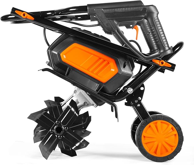 Wen 20V Max Cordless 14-Inch Brushless Electric Tiller with Two 4.0 Ah Batteries and Dual-Port Charger (20724)
