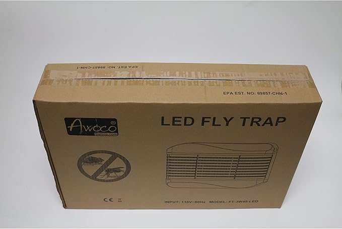 Awoco LED 15W 100V-240V Wall Mount Sticky Fly Trap Lamp with 3 LED UV Lights for Capturing Flies, Mosquitoes, Moths and Flying Insects (Fly Trap)
