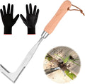 3-Sided Crevice Weeder - 12.6" Stainless Steel Garden Weeding Tool with Beech Handle, L-Shaped Crevice Weeder Sickle for Garden Lawn, Yard Patio Terrace, Paving Gaps