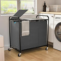 180L (47.55 Gal) Laundry Sorter 3 Section, Rolling Laundry Basket with Lockable Wheels and Lid, Laundry Hamper with 3 Separated Removable Bags Dirty Clothes Hamper for Laundry Room Organizer, Grey