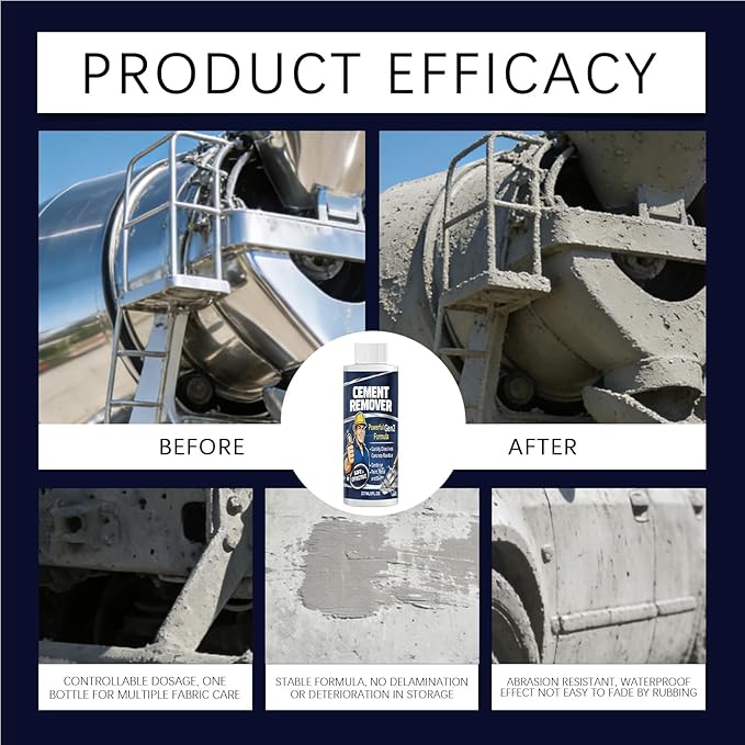 Fast-Acting Concrete Remover, No-Damaging Cleaner Liquid, 237ml Dried Concrete Dissolver with Powerful Formula, Safe Cleaning Solution with Easy Application Feature -Friendly