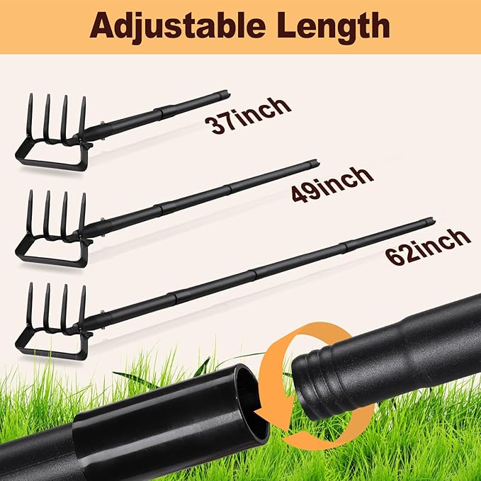 Garden Hoe for Weeding, Heavy Duty Hoe Garden Tool, 62" Long Handle Stirrup Hoe Cultivator, 2 in 1 Action Scuffle Hula Push Pull Hoe Manual Weeder for Gardening Landscaping Loosening Soil