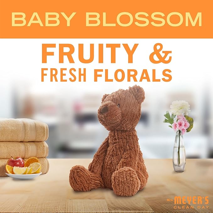 MRS. MEYER'S CLEAN DAY Baby Laundry Detergent Liquid, Infused with Essential Oils, Baby Blossom, 64oz - Pack of 2 (128 Loads)