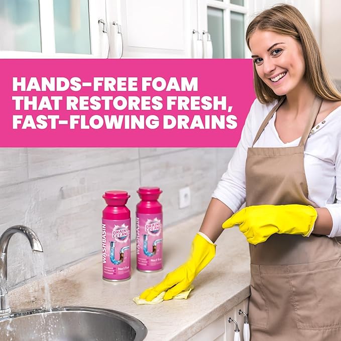 Foaming Drain Cleaner, Powerful Sink Drain Cleaner Foam That Clears Hair & Eliminates Odors, Fast Clog Removal, Safe Sink Cleaner and Deodorizer for Kitchen Sinks Bathroom Drains Tubs Showers (2Pcs)