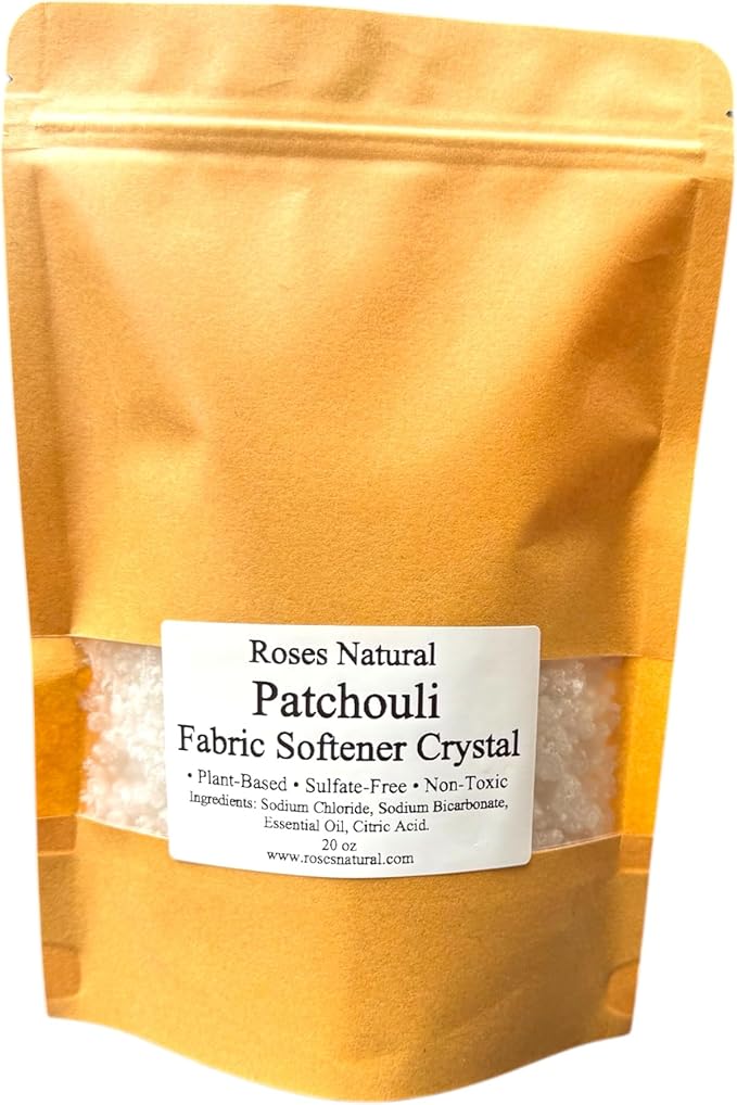 Patchouli Fabric Softener Crystals, 20 OZ, Freshens and Softens Fabrics, Non-Toxic Scent, Natural In-Wash Fabric Softener, Musky Patchouli Fabric Beads, Made in the USA