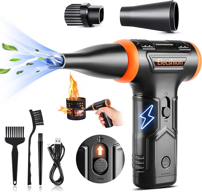 Compressed Air - Electric Air Duster, 50 mph 110000RPM Super Power Compressed Air Duster for PC/Computer/Blaster/Keyboard/Home, Variable Speed Cordless Canned Air Mini Dust Blower Quick Dusting