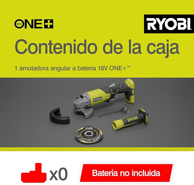 Ryobi 5133001903 R18AG-0 One+ Cordless Angle Grinder Angled