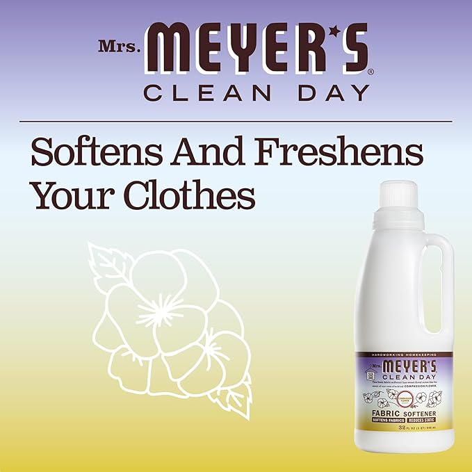 MRS. MEYER'S CLEAN DAY Liquid Fabric Softener, Infused with Essential Oils, Paraben Free, Compassion Flower (32 Loads), 32 oz (Pack of 4)