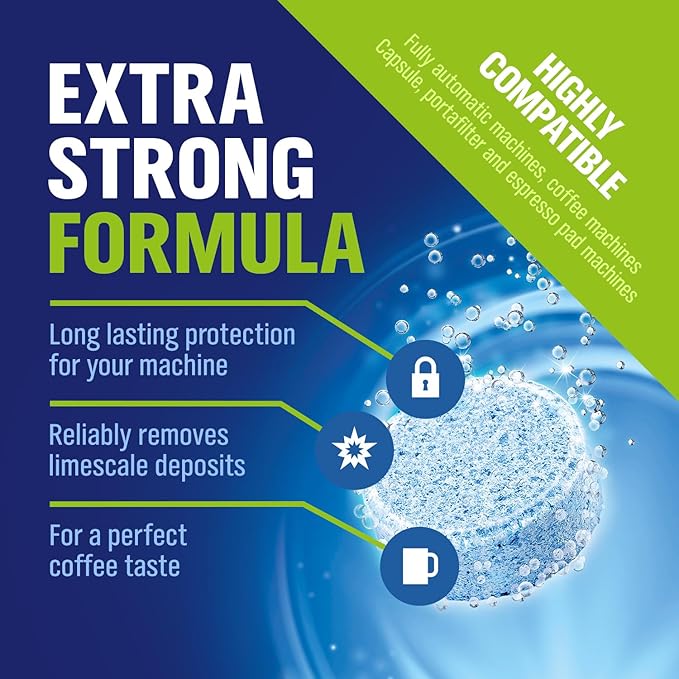 WoldoClean XL Coffee Maker Cleaner & Descaler Tablets - 40 Heavy Duty 16g Tabs, Limescale Remover compatible with Keurig K-Cup, Nespresso Vertuo & Ninja