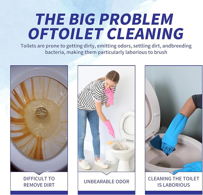 Toilet Bowl Cleaner Tablets 12-Pack, Automatic Cleaners with Bleach for Deodorizing and Descaling, Effective Against Tough Stains (White)