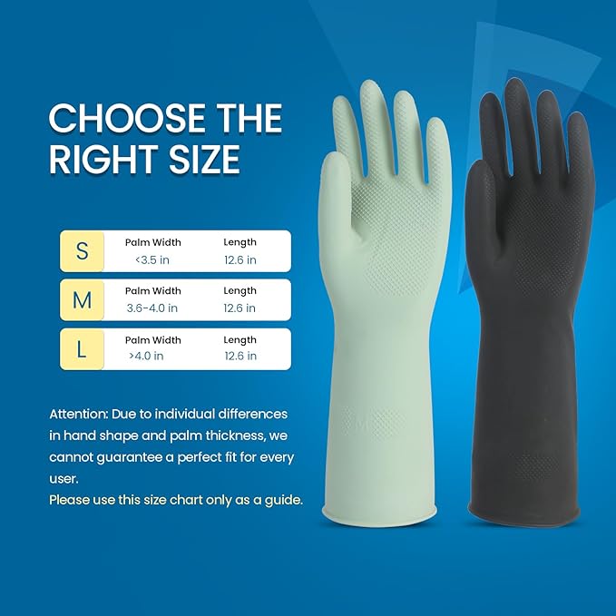 Dishwashing Gloves for Kitchen, 4 Pairs Rubber Cleaning Household Dish Washing Latex Glove with Hanging Hook (Black+Blue+Green+Grey, Small)