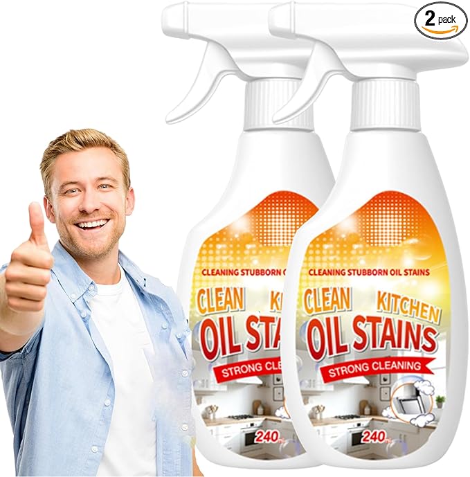Fiell Clean Up Kitchen Oil Stains, Heavy Oil Cleaner Stain,Oil StainsClean Up Kitchen,Clean Up Kitchen Oil Stains Spray-Heavy Duty Degreaser & Foam (2pc)