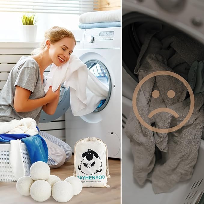 Dryer Balls, 12P Wool Balls with 1 Holder, Dryer Balls for Laundry Reusable with 1P Metal Black Storage Organizer Set for Large Balls(2.6 to 2.75inch Dia) Reduces Static & Wrinkles