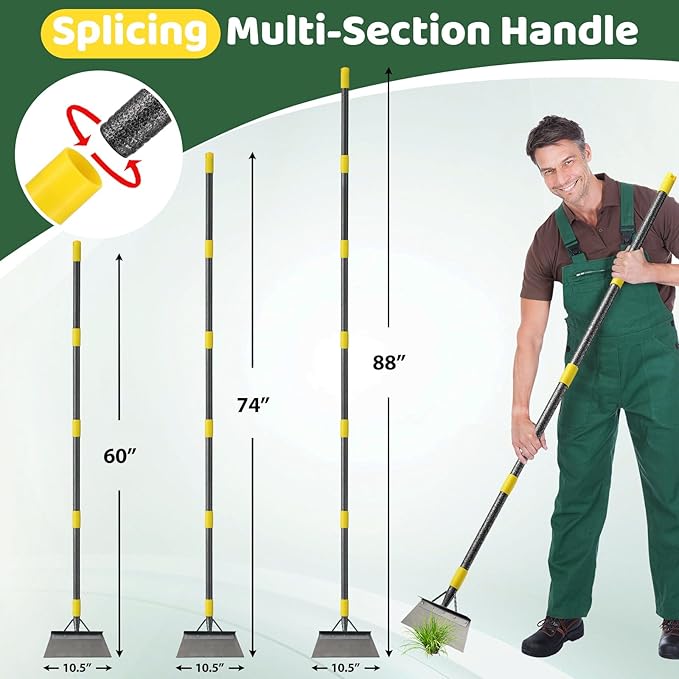 Garden Flat Shovel,74" Ice Scraper for Driveway Sidewalks, Floor Ice Snow Removal Tool for Outdoor Garden, Multifunctional Graden Shovel for Lawn Edging Weeding Chopping