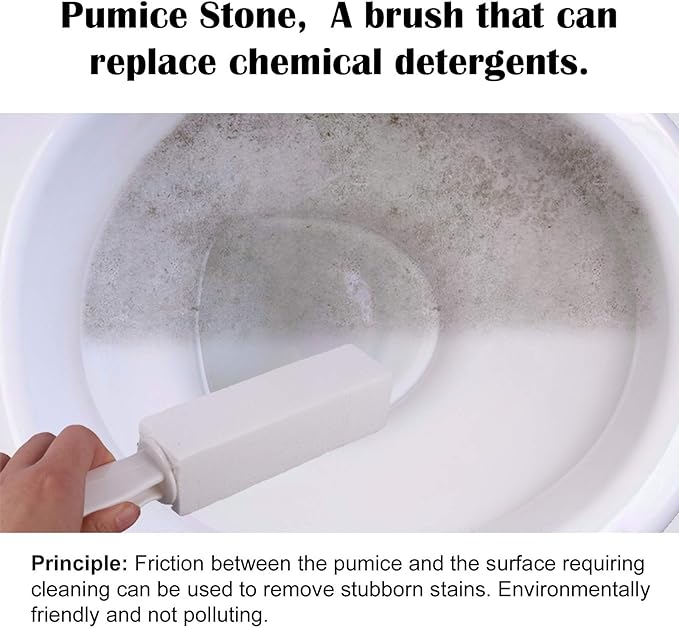 3 Pack Pumice Stone for Toilet Bowl Cleaning with Handle, Scouring Stick Remove Toilet Bowl Hard Water Rings, Calcium Buildup and Rust for Cleaning Toilet, Bathroom, Kitchen Sink, Grill (White)
