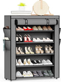 Mavivegue Shoe Rack with Cover, 5 Tier Shoe Organizer for Entryway, Shoe Storage for Front Door Entrance, Closet, Garage, Grey