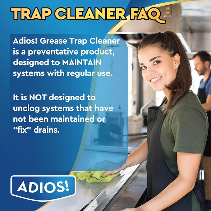 Professional Grease Trap Cleaner for FOG – Cleans Fats, Oils & Grease from Drains Pipes, Safe Enzyme Based Formula for Preventative Maintenance