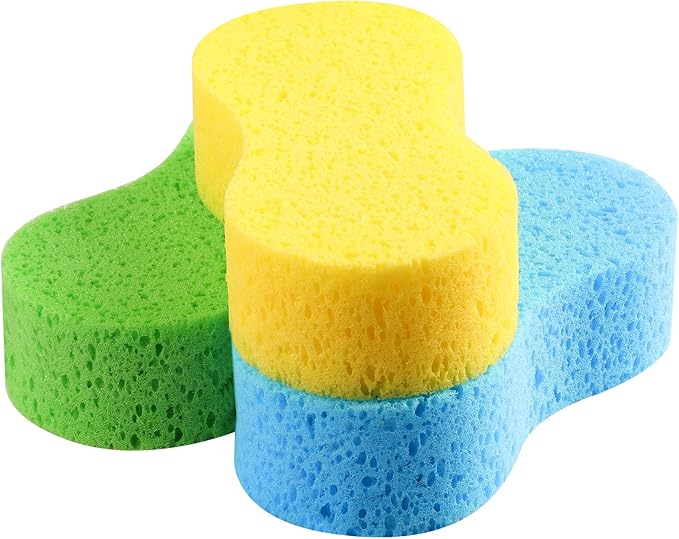 Temede Car Wash Sponge, Large All Purpose Sponges for Cleaning, 2.4in Thick Foam Scrubber Kit, Sponges for Dishes, Tile, Bike, Boat, Easy Grip Sponge for Kitchen, Bathroom, Household Cleaning, 3pcs