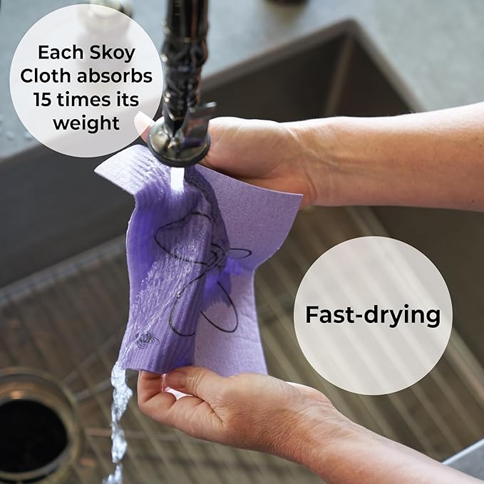 Skoy Cloth, 10-Pack Versatile Swedish Dishcloths for Kitchen and Household Use, Reusable Cleaning Cloths, Planet-Friendly, Dishwasher and Dryer-Safe, Children are The Future