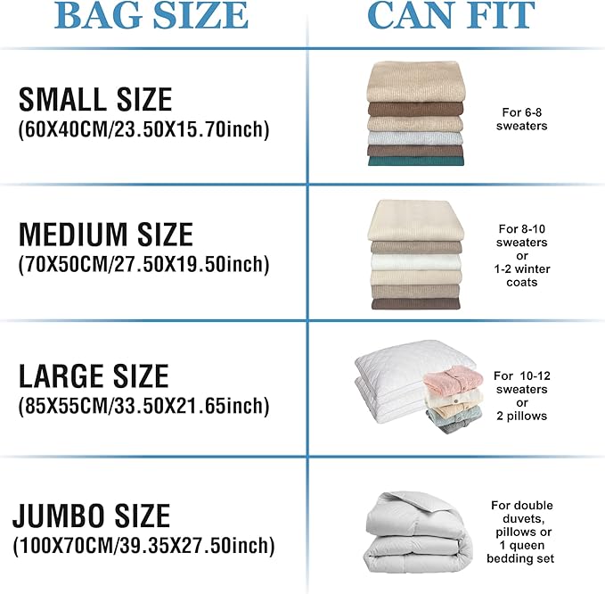 Roomimaster Vacuum Storage Bags, Vacuum Seal Space Saver Bags for Clothing, Travel Lugggage, Carry-on, Blankets, Comforters, Pillow, Bedding, 20 Combo