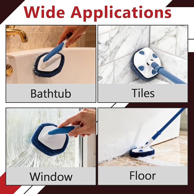 10Pcs Shower Scrubber Refill Pads Compatible with Clorox Tub & Tile Scrubber, Durable Blue Non-Scratch Replacement Pads for Bathroom & Toilet Wall Floor Cleaning