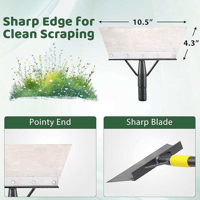 Garden Flat Shovel,74" Ice Scraper for Driveway Sidewalks, Floor Ice Snow Removal Tool for Outdoor Garden, Multifunctional Graden Shovel for Lawn Edging Weeding Chopping