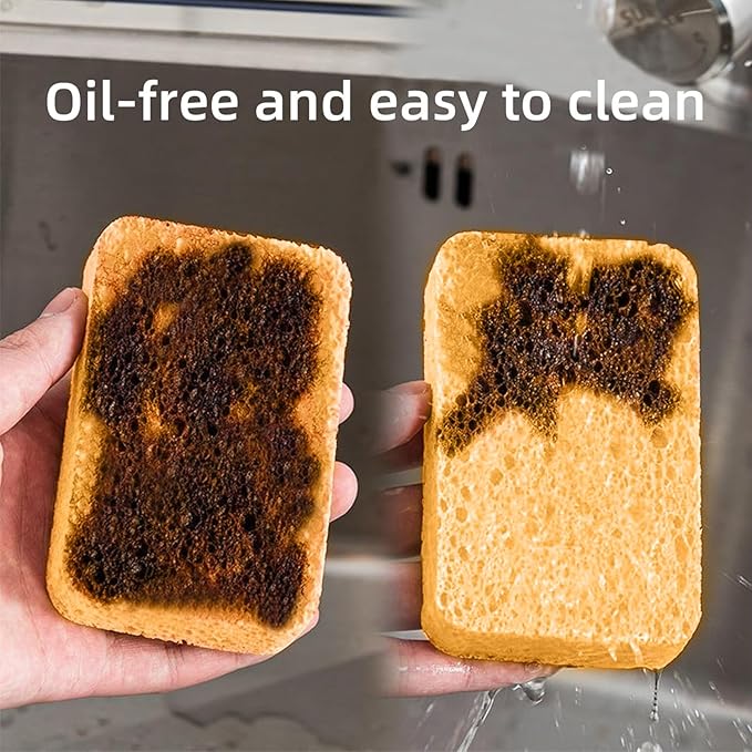12 - Pack Non-Scratch Scrub Sponges - Sponges for Dishes and Washing Dishes, Cleaning Sponges for Kitchen Home Bathroom Cars, Funny Cut-Outs DIY for Kids (Yellow