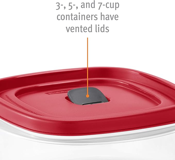 Rubbermaid EasyFindLids Food Storage and Organization Containers, 3-Pack, Racer Red, BPA-Free, Microwave & Dishwasher Safe