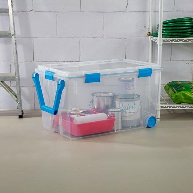 Sterilite 6-Pack Gasket Box, Weather-Resistant Storage Bins with Latching Lids, 120 Quart - Heavy-Duty Organizing Containers for Closet, Bathroom, and Office