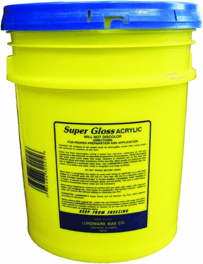 Lundmark Super Gloss Acrylic, Extra Heavy-Duty Hard Finish Floor Wax, 5-Gallon, 3202G05, Clear (LUN-3202G05)