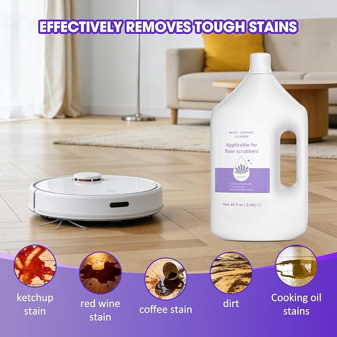 82 FL OZ/2.42 L Lavender Scented Floor Cleaning Solution Compatible with Eufy Omni C20, X8 Pro, X10 Omni, G series, L Series Robot Vacuums, Deep Cleans for Multiple Hard Floors