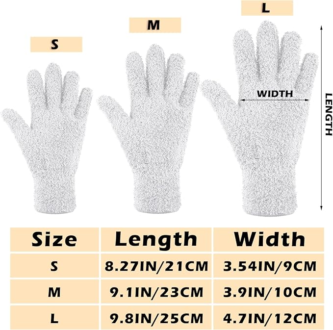Patelai 3 Pairs Microfiber Plant Dusting Gloves Leaf Cleaning Gloves for Indoor Plants, Blinds, Furniture, House (White,Medium)