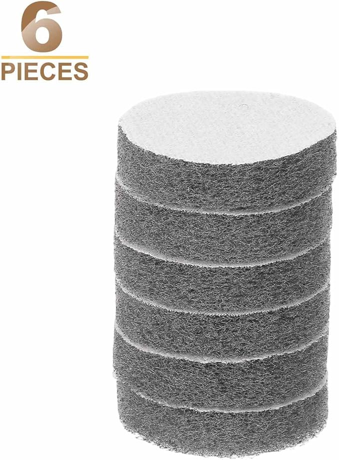 HARFINGTON 6pcs Scrubber Scouring Pads 800 Grits 2 Inch Drill Power Brush Hoop and Loop Surface Conditioning Disc Drill Scuffing Disc Scrub Pads for Home Kitchen Cleaning, Gray