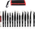 Kaisi 13 PCS Precision Tweezers Set Anti-Static ESD Tweezers Kit with 13 Precision Non-Magnetic Stainless Steel Tweezers With tweezers storage bag