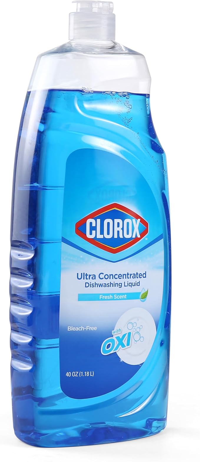 Clorox Ultra Concentrated Liquid Dish Soap with OXI, Fresh Scent - Dishwashing Detergent, Bleach-Free Formula Powers Through Grease, 40 Fl Oz