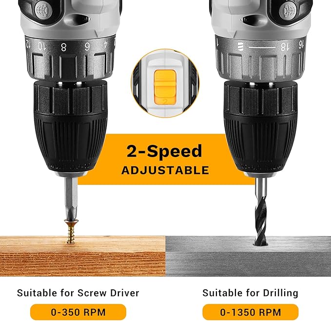 Power Drill Cordless: DEKOPRO Cordless Drill 20V Electric Power Drills Set Tool Drills Cord-less Set with Battery and Charger