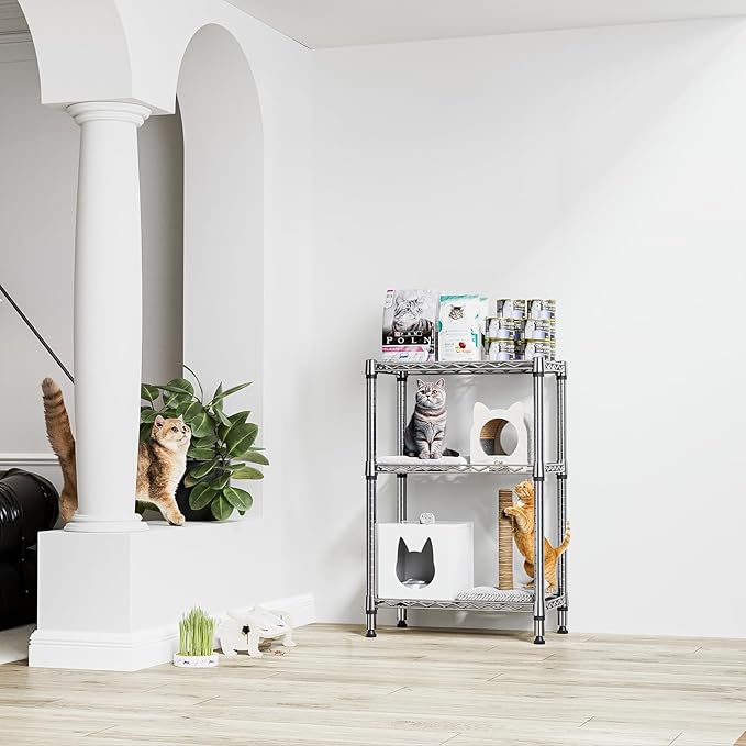 M MZG 750 lbs 3 Tier Shelf Metal Storage Shelves Shelving Wire Rack Heavy Duty Closet Organizers for Garage Kitchen Bathroom Laundry Chrome 13.8" D x 23.6" W x 35.5" H