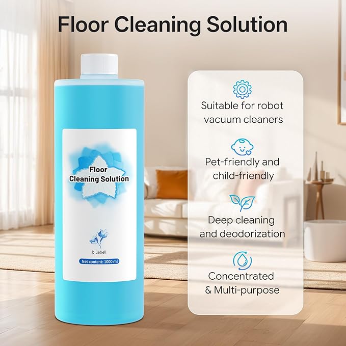 Floor Cleaning Solution Compatible with Ecovacs Cleaning Solution, Residue & Streak Free, Suitable for All Robot Vacuum Cleaners and Wireless Wet Dry Dual-Use Vacuum Cleaners
