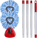 Spin Mop Head, Base, Handle Replacement for O-ceda EasyWring RinseClean Microfiber Spin Mops, 2 Microfiber Mop Refills, 1 Triangle Head Cover and 30-58in Handle (Blue (2-Tank System))