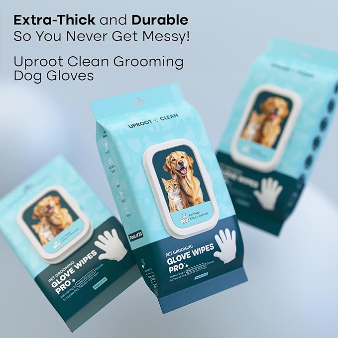 Uproot Washing Machine Cleaner Tablets Pro + Clean Glove Wipes Pro (20 Pack) Set: Deep-Clean Laundry Tablets for Pet Owners & Extra-Thick Dog & Cat Wipes for Paws, Eyes, Ears, Butt & Body
