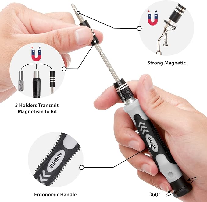 STREBITO Precision Screwdriver Set 142-Piece Computer Tool Kit Magnetic Screwdriver Set Laptop Screwdriver Kit Electronic Repair Kit Tech Toolkit for PC, Phone, Macbook, Nintendo, PS4, Xbox Controller