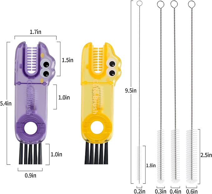 Bottle Brush Cleaning Set Includes 4 Straw Cleaning Brushes, 2 3-in-1 Multi-Function Portable Travel Cup Lid Crevice Brushes, Straw Brushes, and Household Kitchen Cleaning Tools