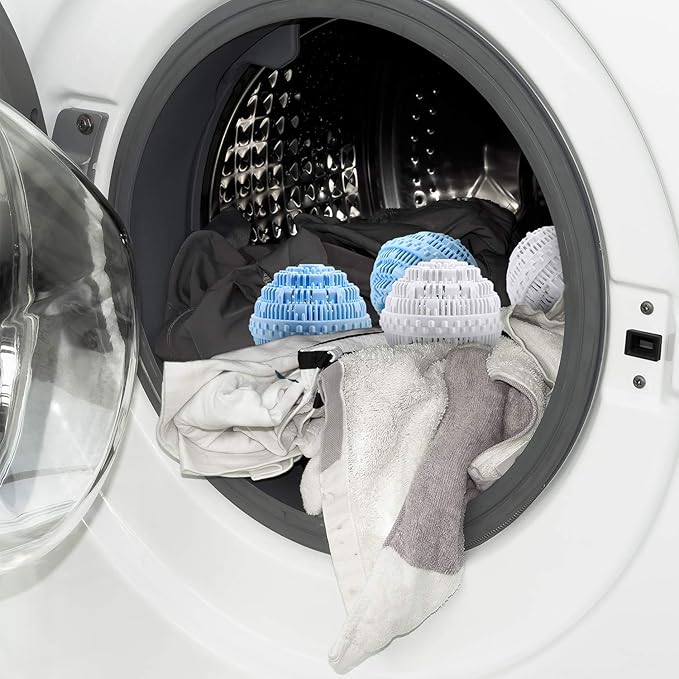 Boao 4 Pieces Laundry Ball, Natural Non Chemical Detergent Laundry Balls for Washing Machine Ultra Laundry Washer and Dryer Washing Ball Bundle(Blue, White)