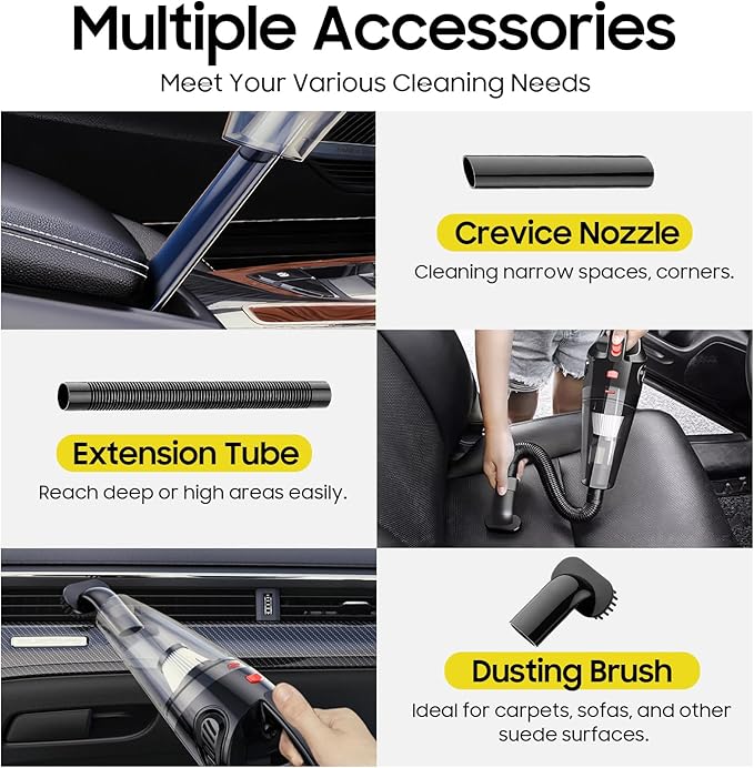 Cordless Hand Held Vacuum Cleaner Rechargeable - Portable Handheld Vcauum Lightweight & Low Noise, Washable Filter, Easily Clean Dust & Hair Fastly, Suit for Car/Home/Office