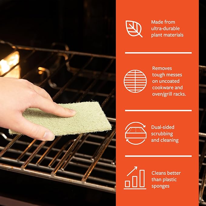 Full Circle Agave Leaf Scour Pads – Pack of 3 – Maximum Strength, Non-Scratch Dish Scrubber Made with Plant-Based & Recycled Materials, Safe for Nonstick