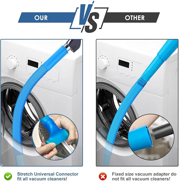 Washing Machine Dryer Vacuum Cleaner Vent Cleaning Brush kit Hose with Brush (Blue)