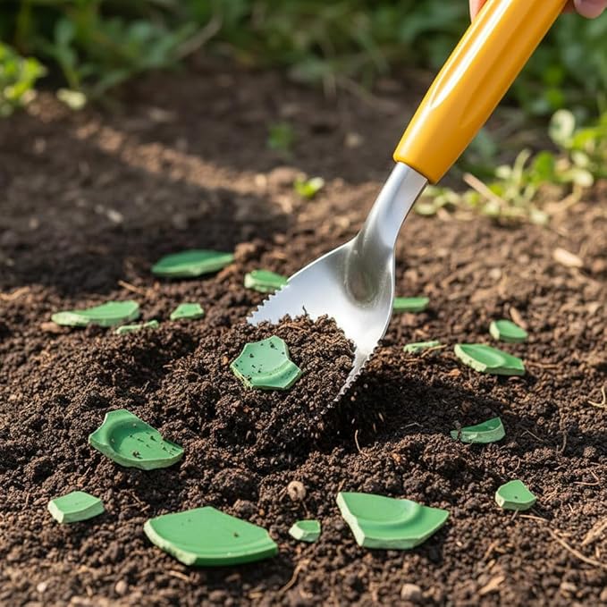 9" Small Weeding Trowel with Serrated Edge, Stainless Steel Digging Trowel Garden Shovel with Good Grip Handle for Digging, Planting, and Loosening Soil Potted Plants