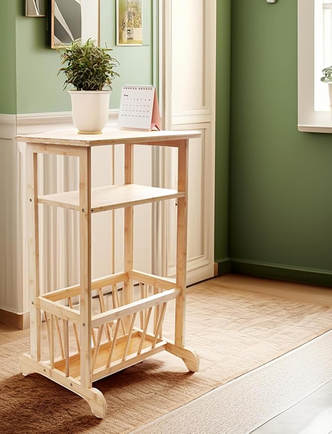 RoyalHouse Bamboo Shelving Unit – Multi-Tier Storage for Home & Bathroom (2-Tier Tall (12.6" D x 17.72" W x 28.15" H))